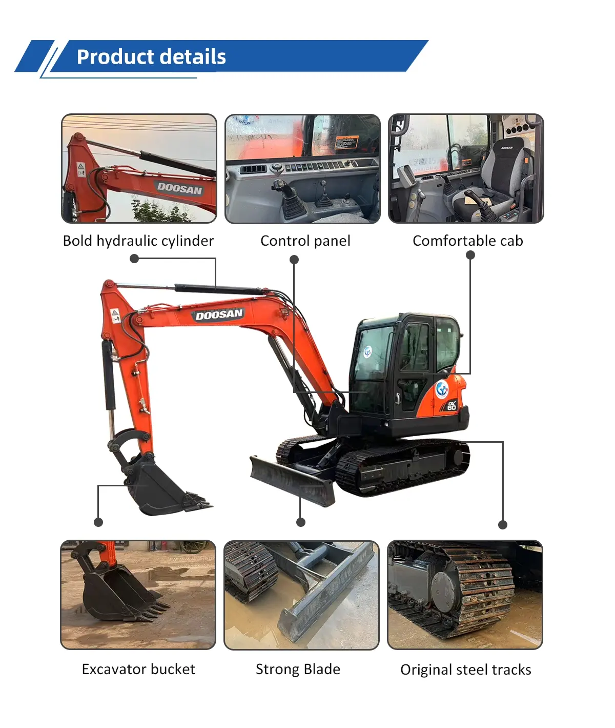 Excavateur Doosan DX60 d'occasion