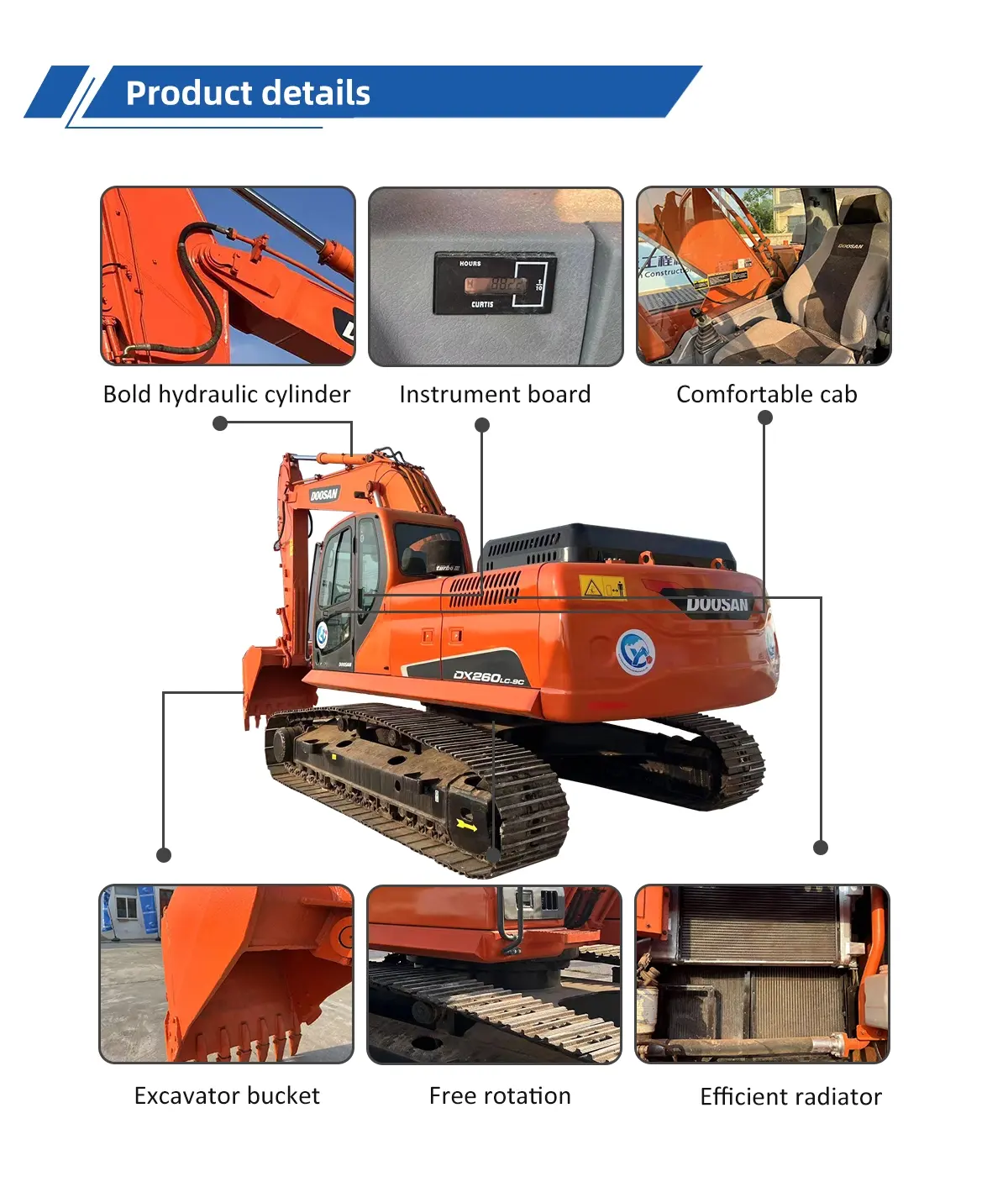 Excavateur Doosan DX260 d'occasion